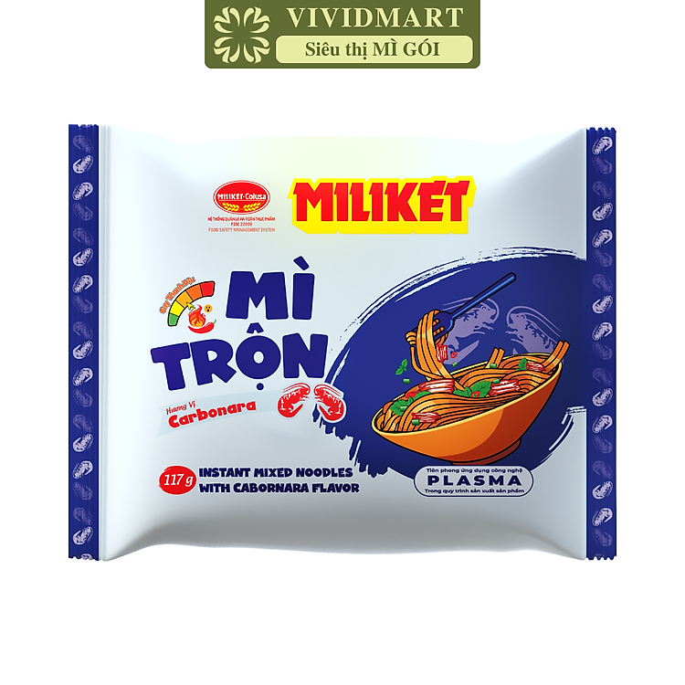 COLUSA - Mì trộn Miliket hương vị Carbonara, Mì trộn Carbonara Miliket, Mì Miliket trộn Cabonara (117g/gói)
