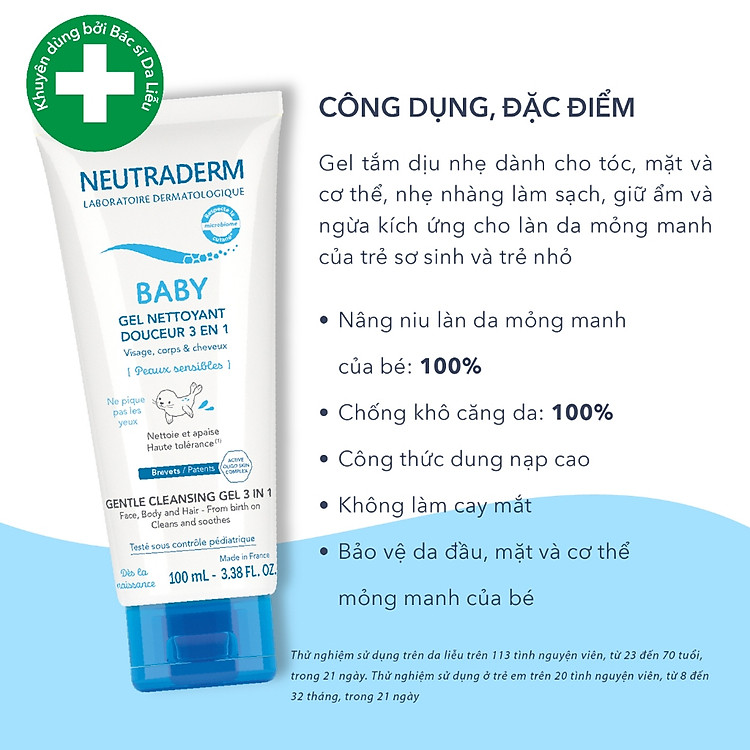 Mua Sữa Tắm Gội Cho Bé NEUTRADERM 100ml Chính hãng Giá tốt - Hình ảnh 3