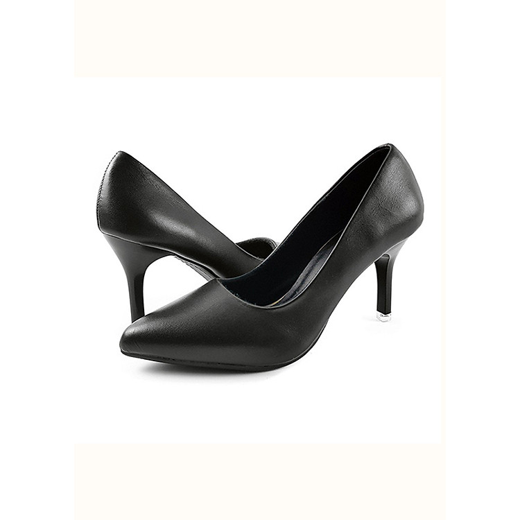 GIÀY CAO GÓT 7CM DA BÒ THẬT SIÊU MỀM 7P1216 (ĐEN)