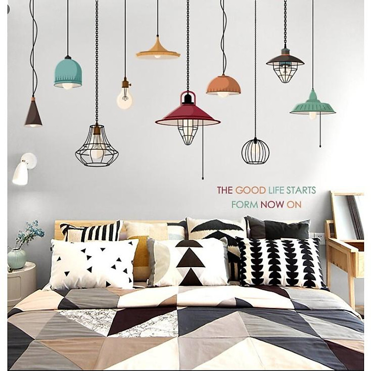 Sticker Decal Dán Tường Đèn Trang Trí XH9308 - Ảnh 2