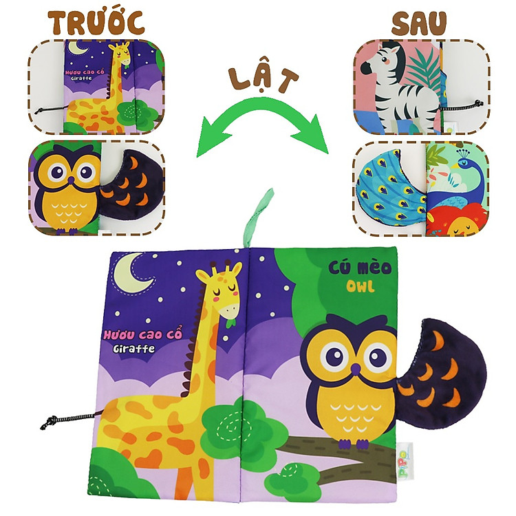Sách Vải Tương Tác Cho Bé - Đuôi Con Vật Chính hãng Giá tốt - Hình ảnh 3
