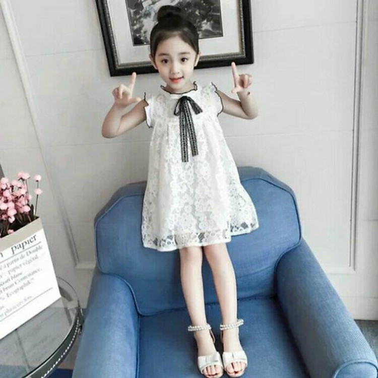 Váy Tiểu Thư Ren Nhũ Nơ Xinh Xắn 8-18kg