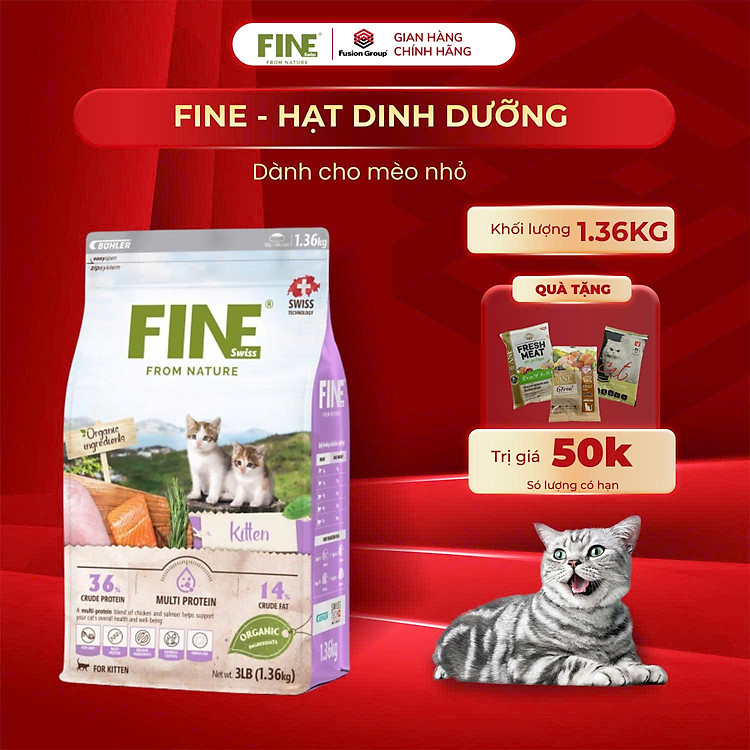 FINE – Thức ăn hữu cơ tự nhiên cho mèo 1.36KG