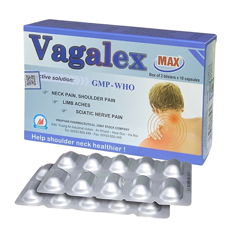 Viên Vai Gáy VAGALEX Vinaphar ( Hộp 30 viên)-Đau mỏi vai gáy, nhức mỏi chân tay, đau dây thần kinh tọa