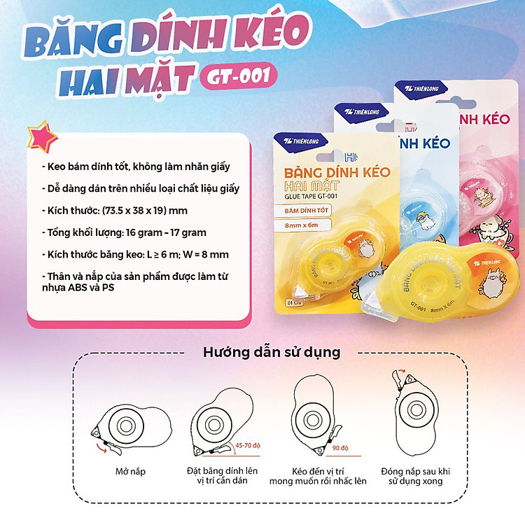 Băng keo 2 mặt Thiên Long GT-001
