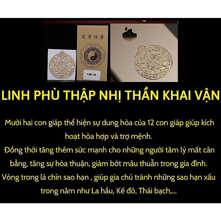 Miếng dán linh phù thập nhị thần khai vận 12 CON GIÁP giúp chuyển vận xấu sang tốt, miếng dán điện thoại đẹp ling linh