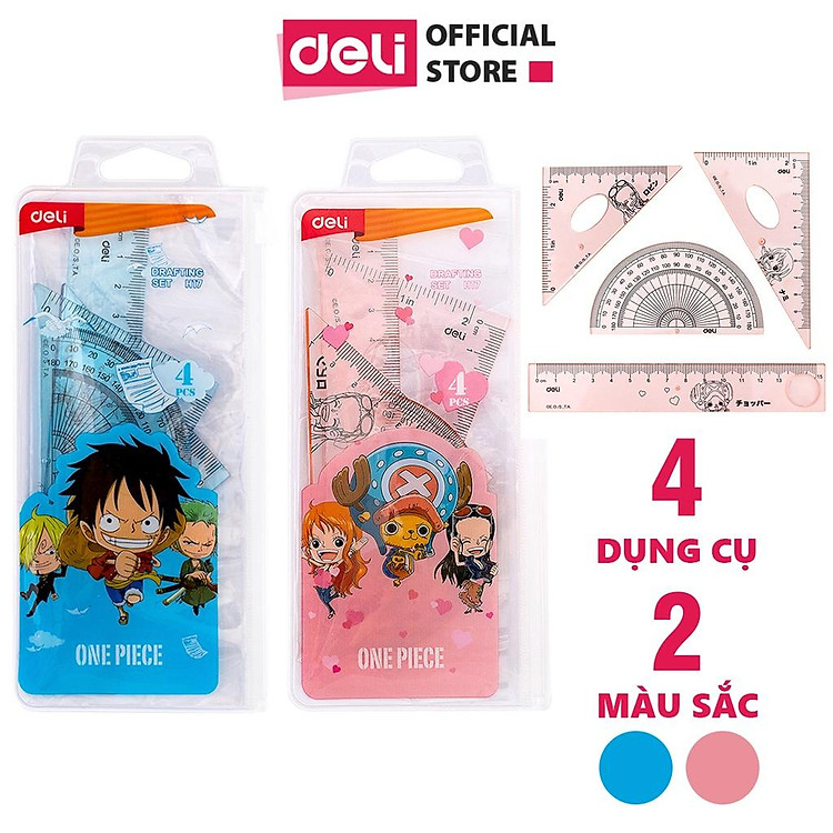 Bộ thước kẻ học sinh Deli (4 chiếc)