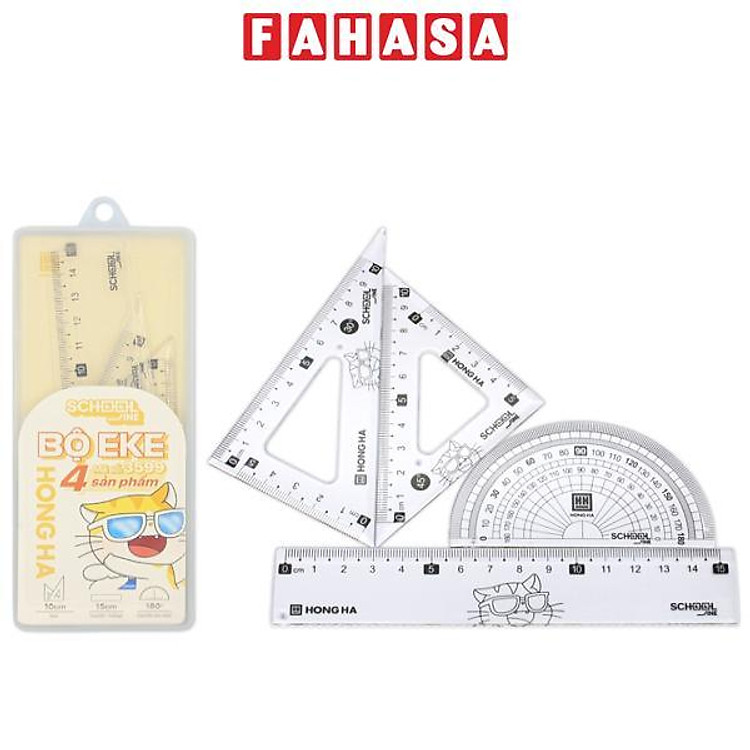 Bộ Thước Eke 4 Món Mèo Cam – Hồng Hà 3599