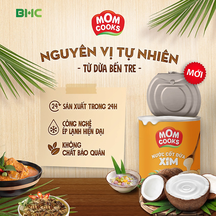 Combo 2 Nước cốt dừa Mom Cooks 400ml/lon