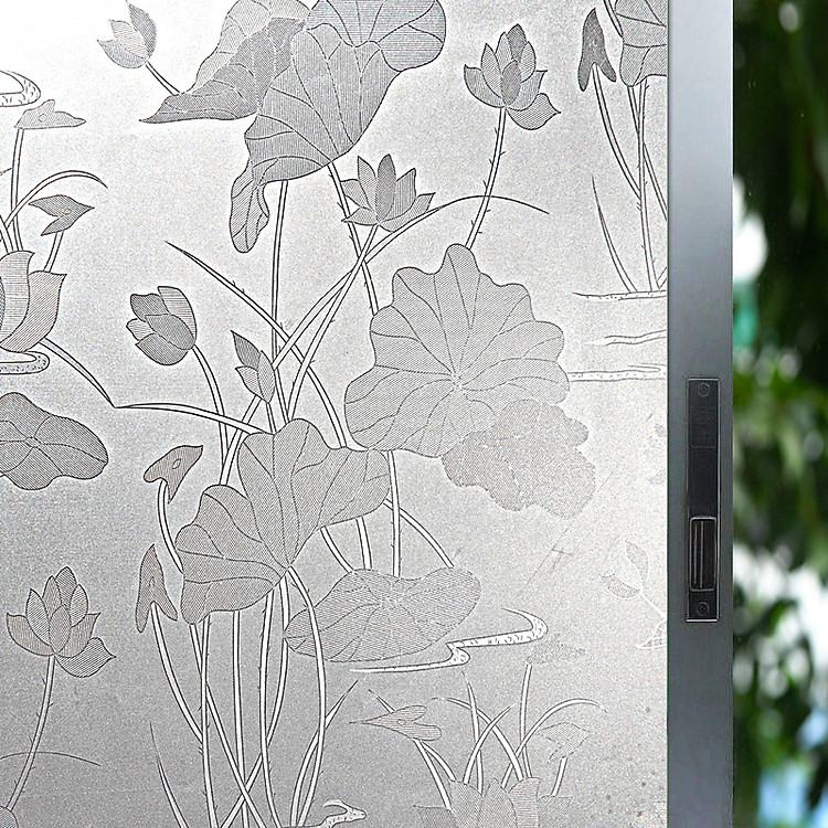 Giấy dán kính họa tiết hoa sen