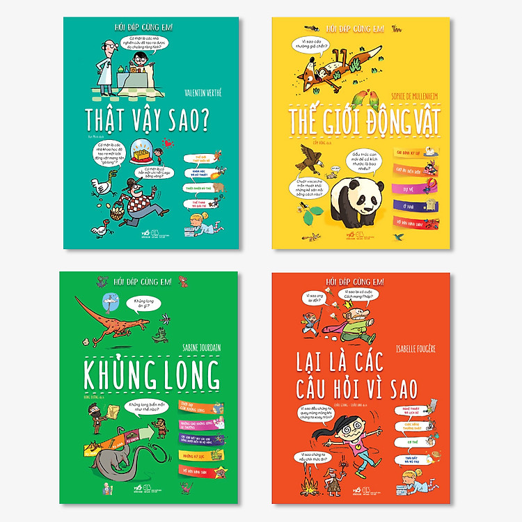 Combo 4 Cuốn "Hỏi Đáp Cùng Em": “Hỏi Đáp Cùng Em - Khủng Long” + “Hỏi Đáp Cùng Em - Thế Giới Động Vật” + “Hỏi Đáp Cùng Em - Lại Là Các Câu Hỏi Vì Sao” + “Hỏi Đáp Cùng Em - Thật Vậy Sao?”