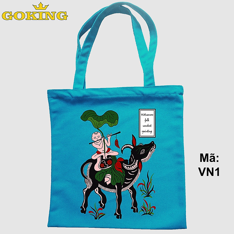 Túi Xách Tranh Đông Hồ Việt Nam – Chăn Trâu Thổi Sáo (Mã VN1)