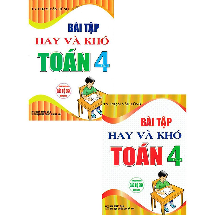 Sách - Bài Tập Hay Và Khó Toán Lớp 4 - Combo 2 Tập - Dùng Chung Cho Các Bộ SGK Hiện Hành - Hồng Ân