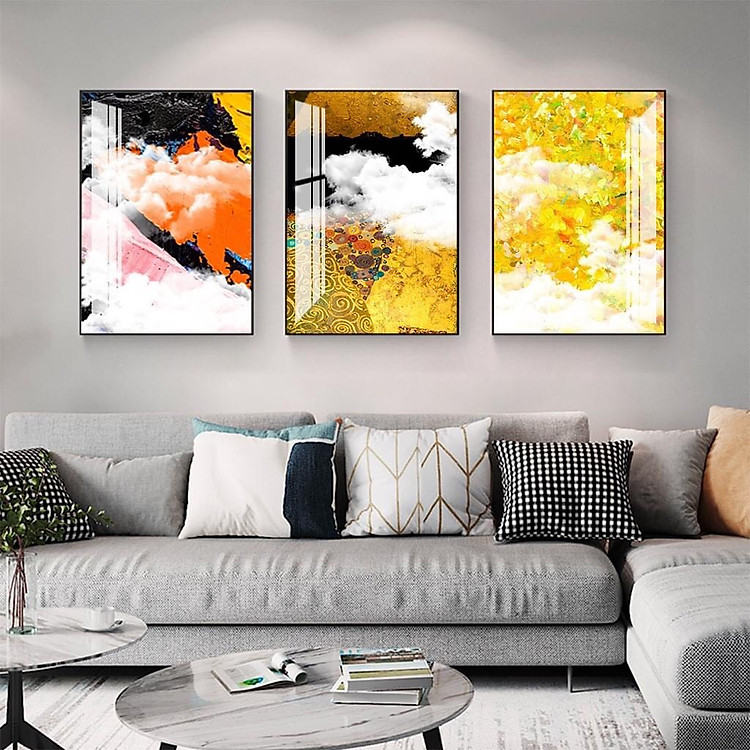 SET 3x TRANH TREO TƯỜNG TRÁNG GƯƠNG PHA LÊ TT201 - TẶNG BỘ ĐINH TREO TƯỜNG