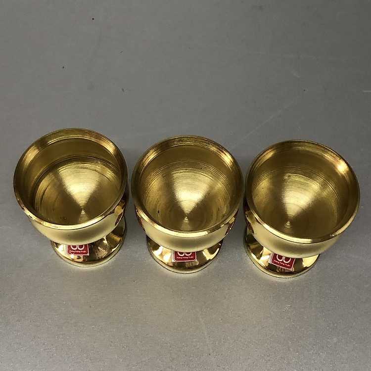 Combo bộ 3 Ly cúng nước bằng đồng , mẫu ly trơn đk4 cm, cao 5 cm