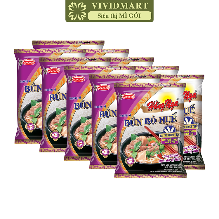 ACECOOK - Bún bò Huế Hằng Nga, Hằng Nga Bún bò Huế, Bún Hằng Nga hương vị Bún bò Huế, Bún bò Acecook (73g/gói)