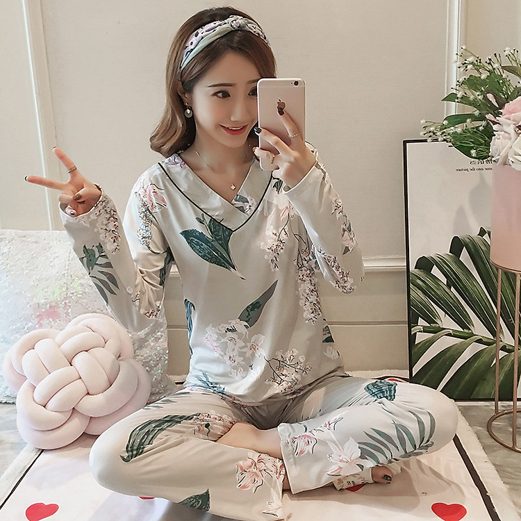 Bộ đồ bầu và sau sinh cho con bú dài tay ảnh-thật (hàng Quảng Châu)