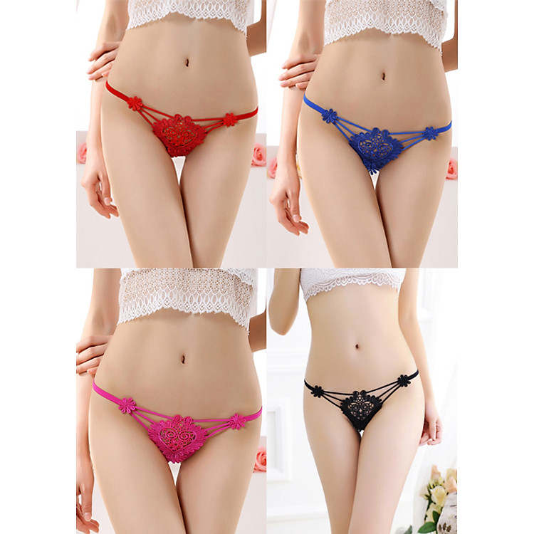 Combo 4 quần lót nữ lọt khe đính hoa