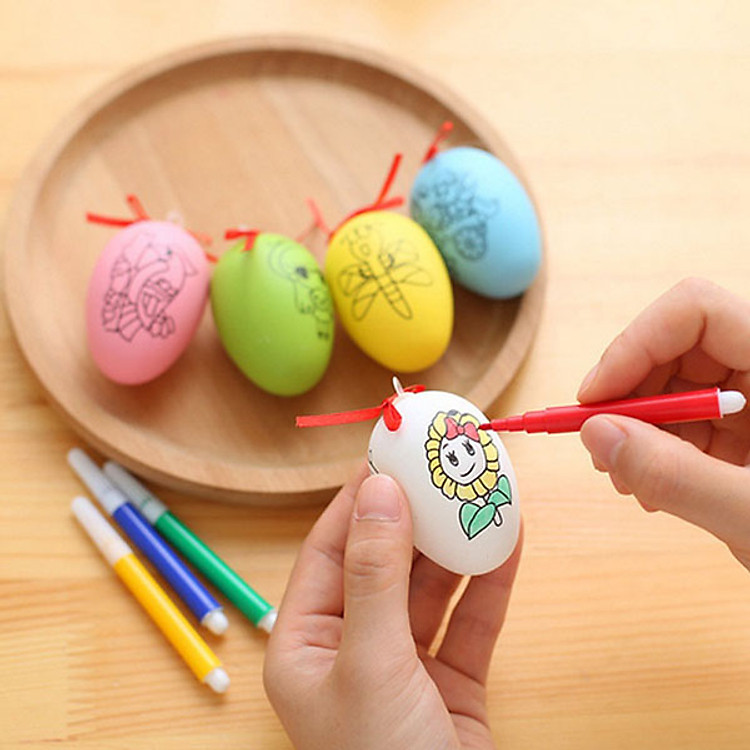 Trứng tô màu kèm 4 bút dạ