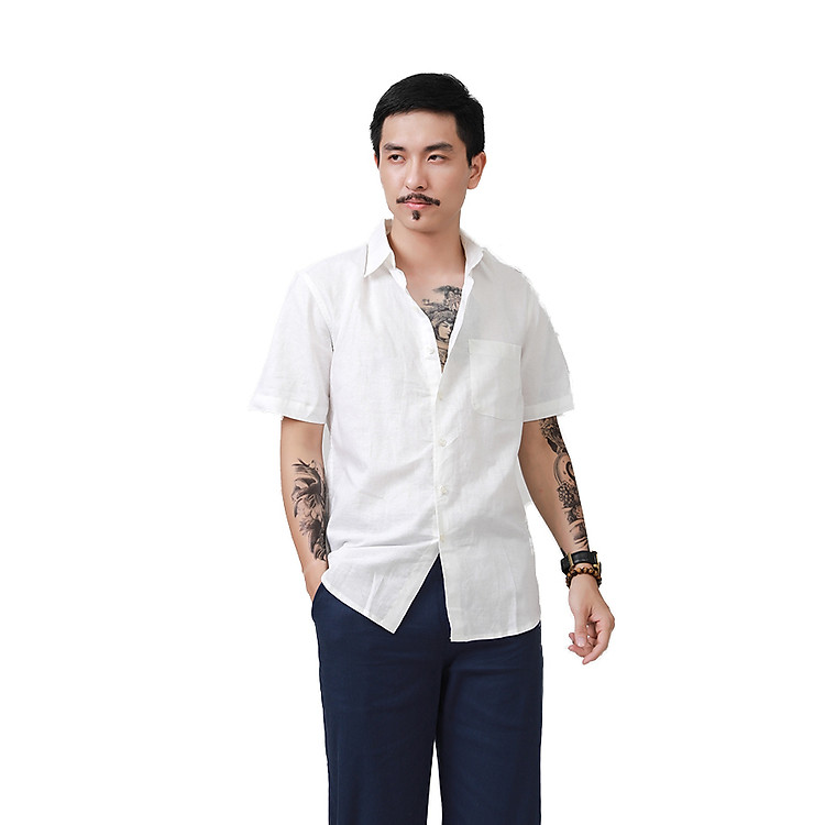 Áo Sơ Mi Đũi Cộc Tay Cổ Đức ROUGH