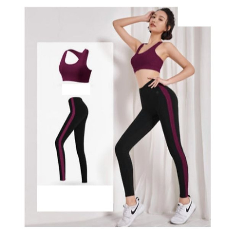 Sét bộ đồ tập Thể Thao Co Giãn 4 chiều, Quần Cạp Cao, Áo Có Đệm Mút Trong - Mẫu Mới Nhất