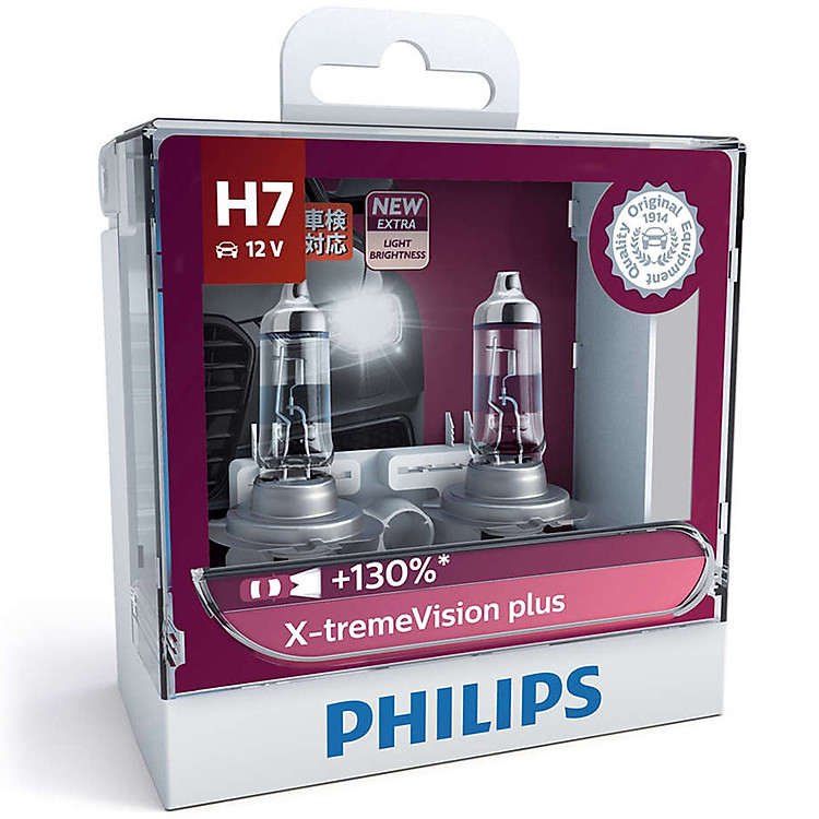 Hộp 2 Bóng Đèn Pha Xe Hơi Philips X-tremeVision Plus + 130% H7 12972XVPS2 12V 55W 3700K - Hàng Chính Hãng