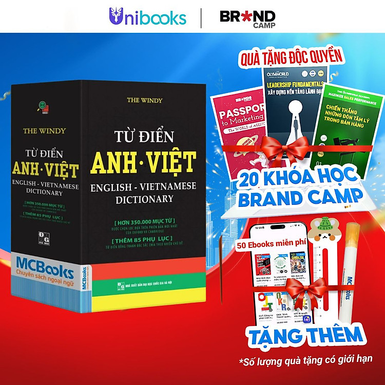 Sách - Từ Điển Anh VIệt Phiên Bản Bìa Đen Màu Trắng - Giải Nghĩa Đầy Đủ Ví Dụ Phong Phú