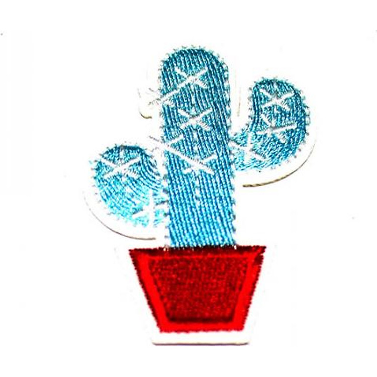 Patch ủi sticker vải - Cây xương rồng chậu đỏ