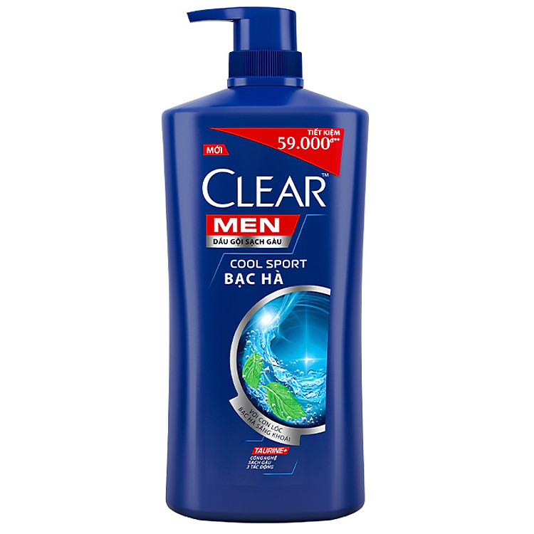 Dầu Gội Đầu cho nam 630g Clear Men Cool Sport Bạc hà đánh bay gàu, ngứa và vi khuẩn mát lạnh cực đỉnh suốt ngày dài