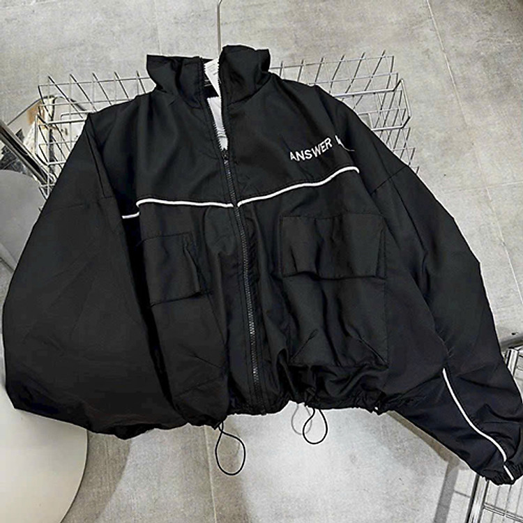Áo khoác dù cánh dơi, form lửng dưới 60kg, 2 lớp lót dù mỏng có logo thêu Thời Trang