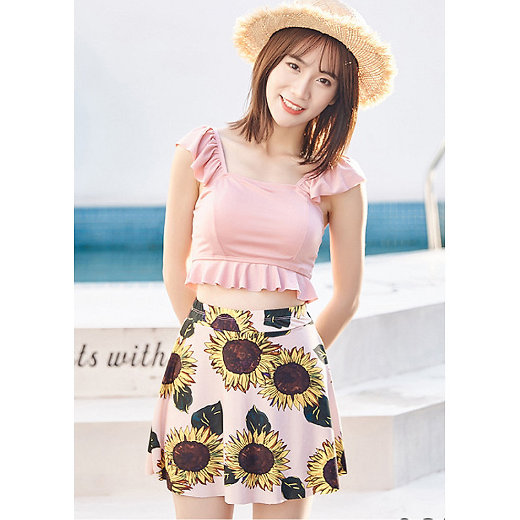 Bộ bơi áo tắm - bộ chân váy hoa hướng dương