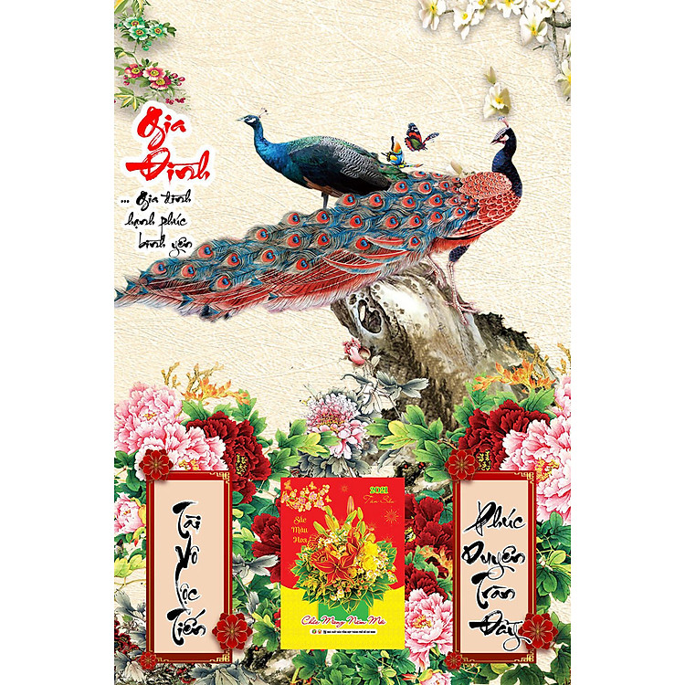 Lịch Gỗ Treo Tường Laminate 2021 Chim Công 03 (40 Cm x 60 Cm)