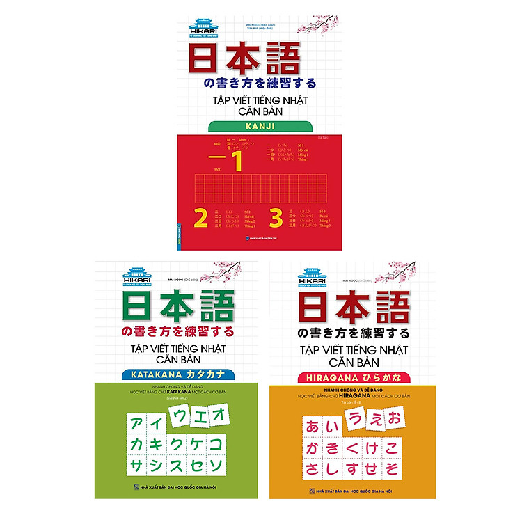 Combo Tập Viết Tiếng Nhật Căn Bản: Hiragana + Katakana + Kanji (Bộ 3 Cuốn) )_MT
