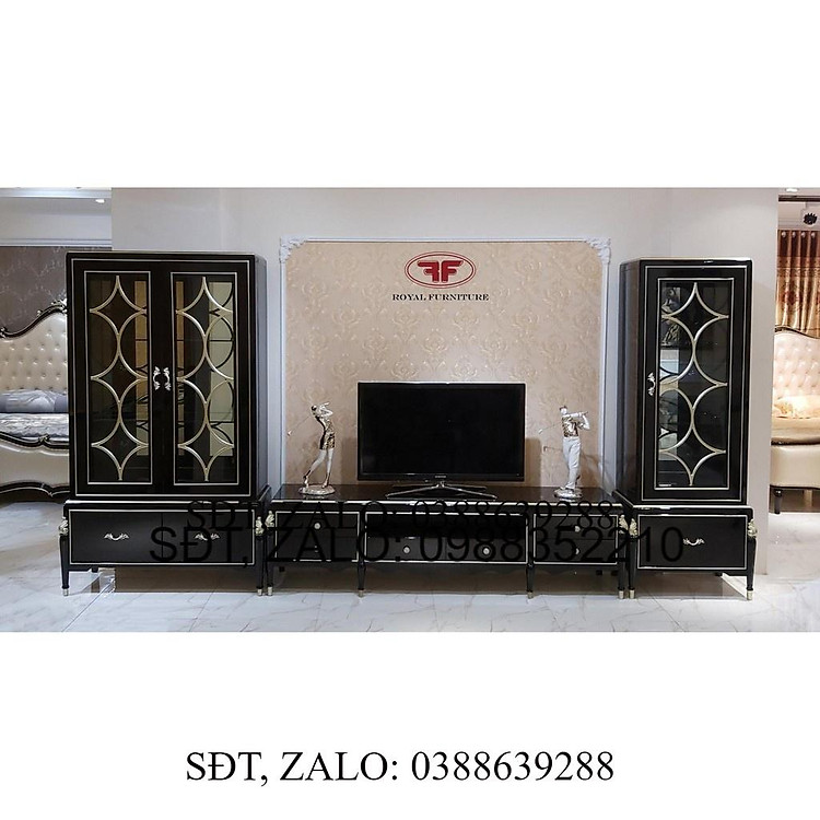 BỘ KỆ TIVI MÀU NÂU GỖ TÂN CỔ ĐIỂN LOUIS PALACE 2801LP