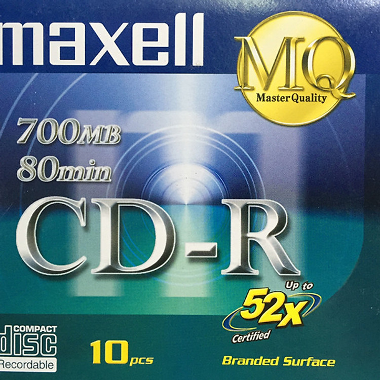 Đĩa CD-R Maxell 700MB - Hàng chính hãng (1 hộp 10 cái - 10 vỏ đựng)