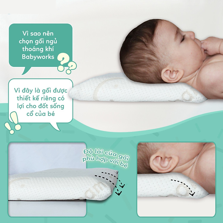 Gối ngủ thoáng khí Babyworks cho bé Chính hãng Tiết kiệm - Hình ảnh 2