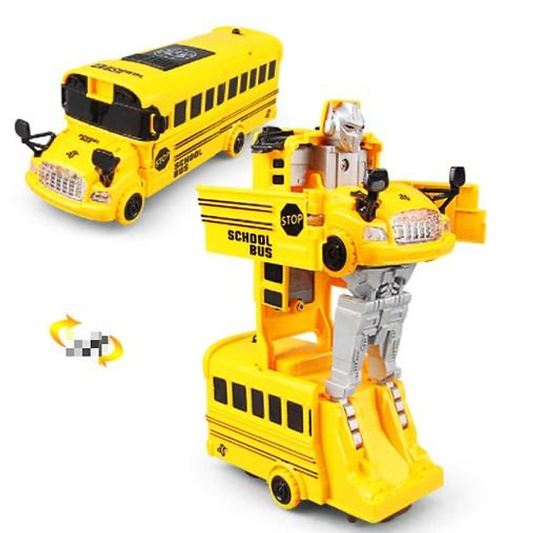 đồ chơi xe school bus vàng biến hình Robot Độc Đáo nhạc đèn phát sáng.
