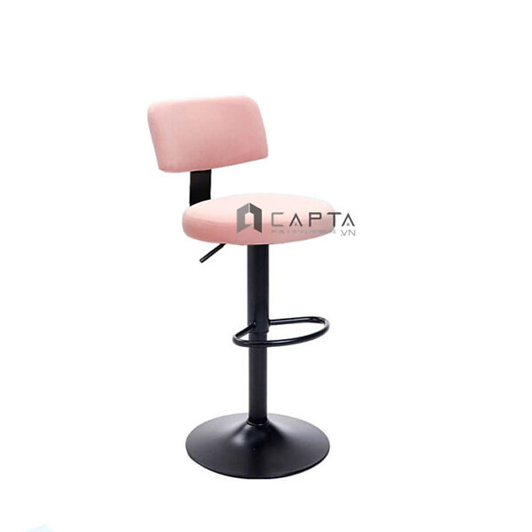 Ghế quầy bar có lưng tựa nhung chân tăng giảm màu đen CB2268B-F Nội thất Capta