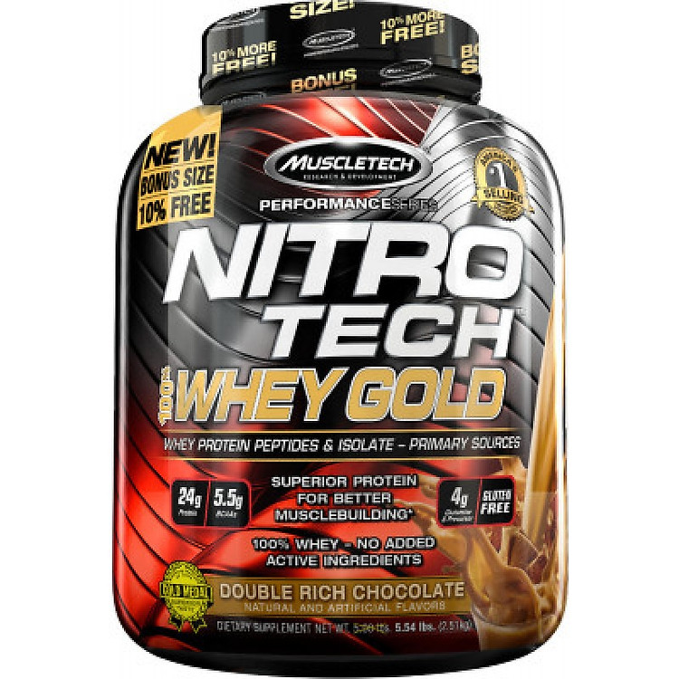 Sữa tăng cơ NITRO -TECH 100% WHEY GOLD Hộp 5lbs (2.27kg) - Hàng Chính Hãng MUSCLETECH USA - NHIỀU HƯƠNG VỊ - KÈM QUÀ TẶNG