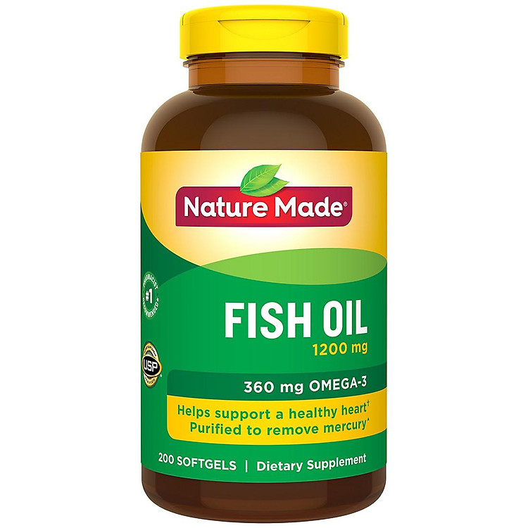 Thực phẩm bổ sung nhập Mỹ Nature Made Fish oil 1200mg 0mega-3 200 viên