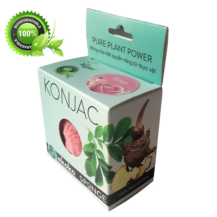 Bông rửa mặt Konjac Hoa Hồng - Ekoko Konjac Spone Rose