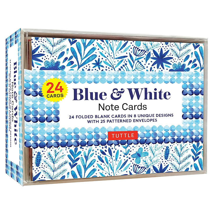 Blue & White Note Cards, 24 Blank Cards: 8 Unique Designs With 25 Patterned Envelopes - Ảnh 3
