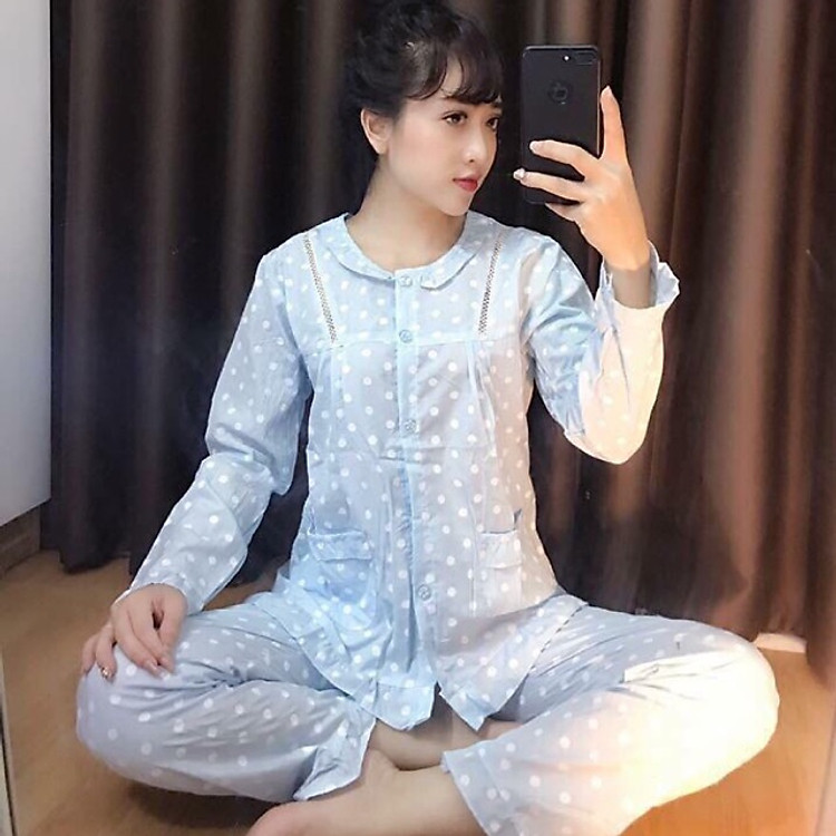 Đồ bộ thô chấm bi cho mẹ sau sinh - mẫu ngẫu nhiên