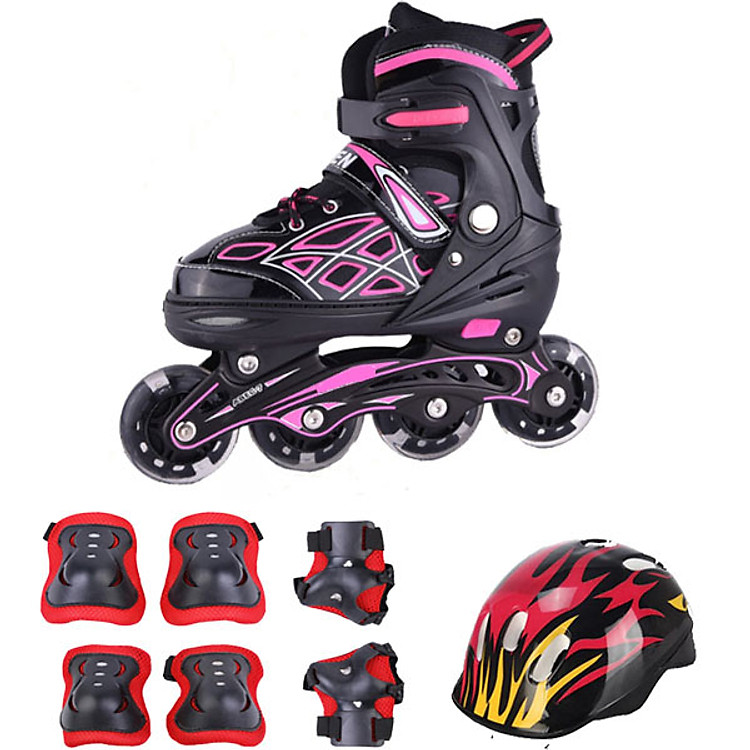 Bộ Giày Patin Oushen Bánh Xe Phát Sáng + Bộ Bảo Hộ (Mũ + Bảo vệ tay chân)