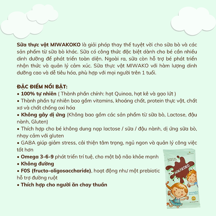 Mua Sữa Hạt Hữu Cơ MIWAKOKO 30g Vị Cacao Chính hãng Giá rẻ - Hình ảnh 4