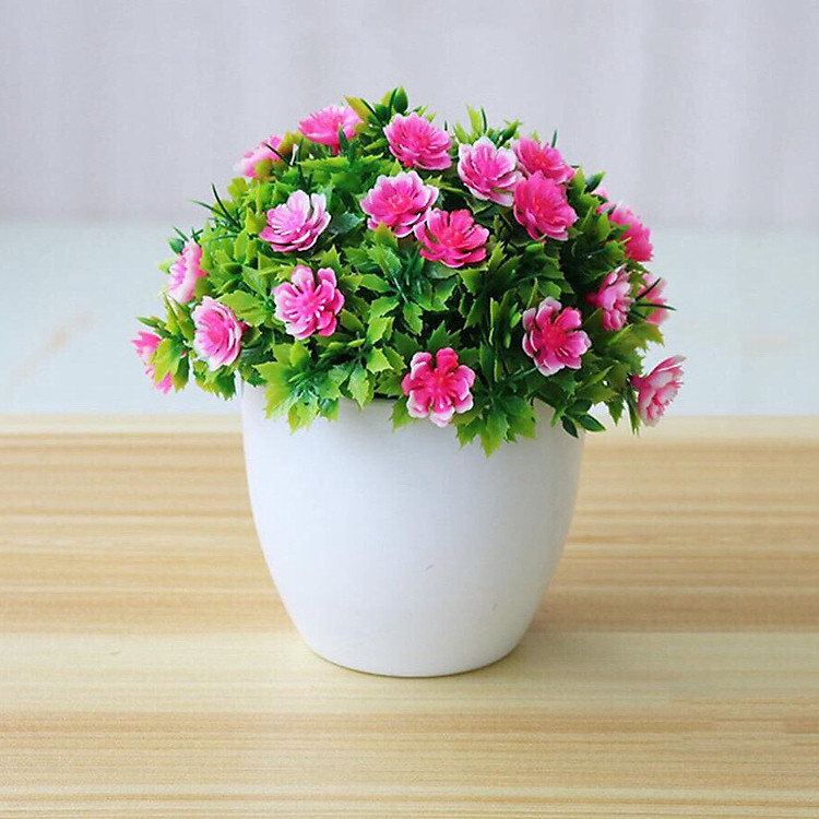 Chậu cây hoa giả mini để bàn trang trí siêu đẹp Lali-09