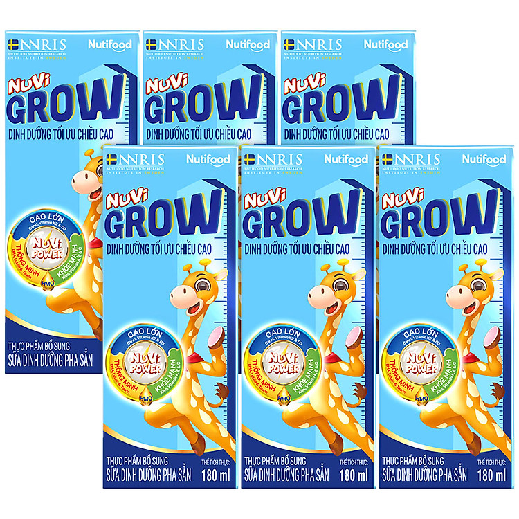 Thùng 48 hộp Sữa Bột Pha Sẵn NUVI GROW 180ml