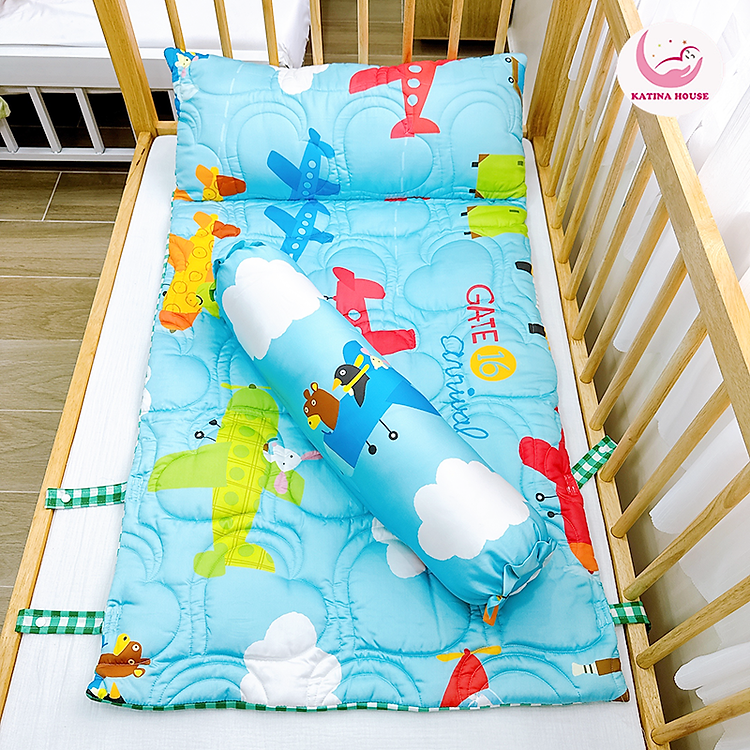 Bộ Túi nệm kèm gối ôm Katina House cho bé đi học vải Tencel 60s bóng mượt mát lạnh, phù hợp mầm non tiểu học