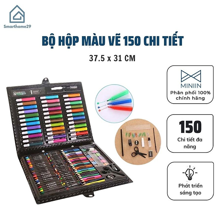 Bộ Hộp Màu Vẽ Tranh 150 Chi Tiết Cho Bé