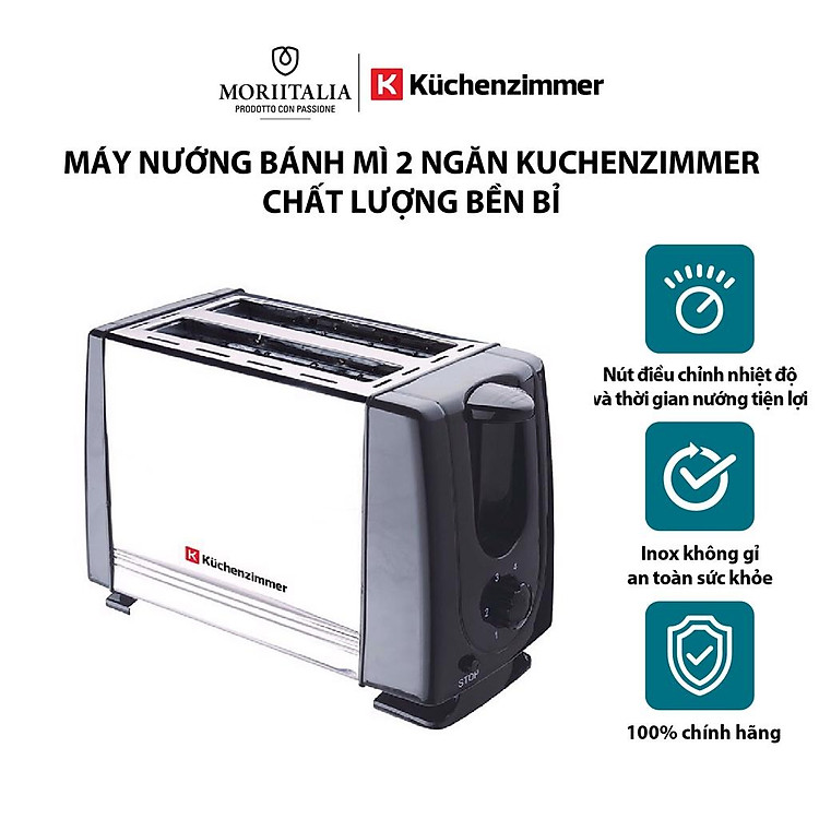 Máy nướng bánh mì 2 ngăn KuchenZimmer hàng chính hãng, bền bỉ tiện lợi 3000488